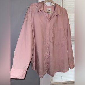 Abercrombie pink oversized poplin shirt - XL